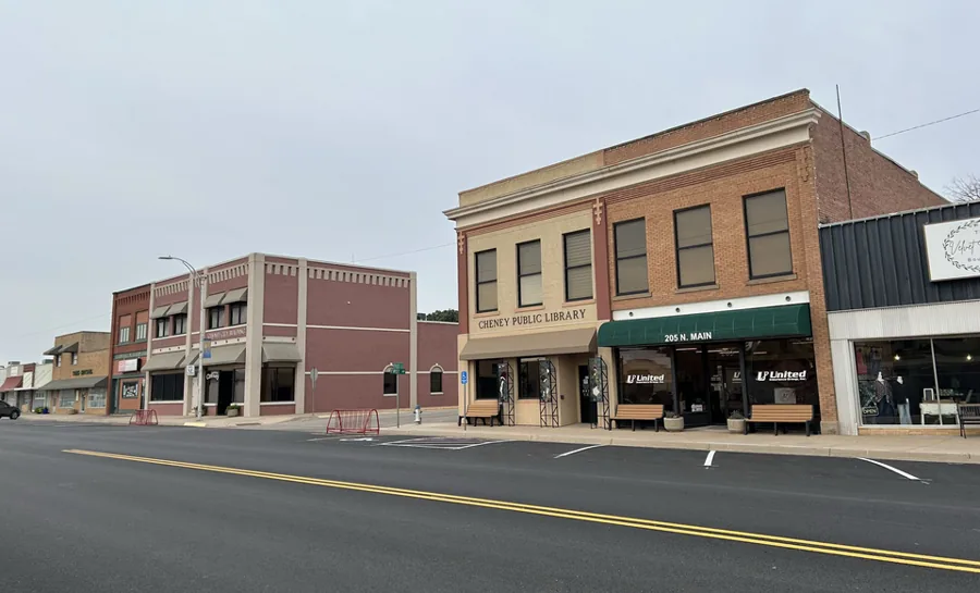 Downtown Cheney, Kansas, in 2026